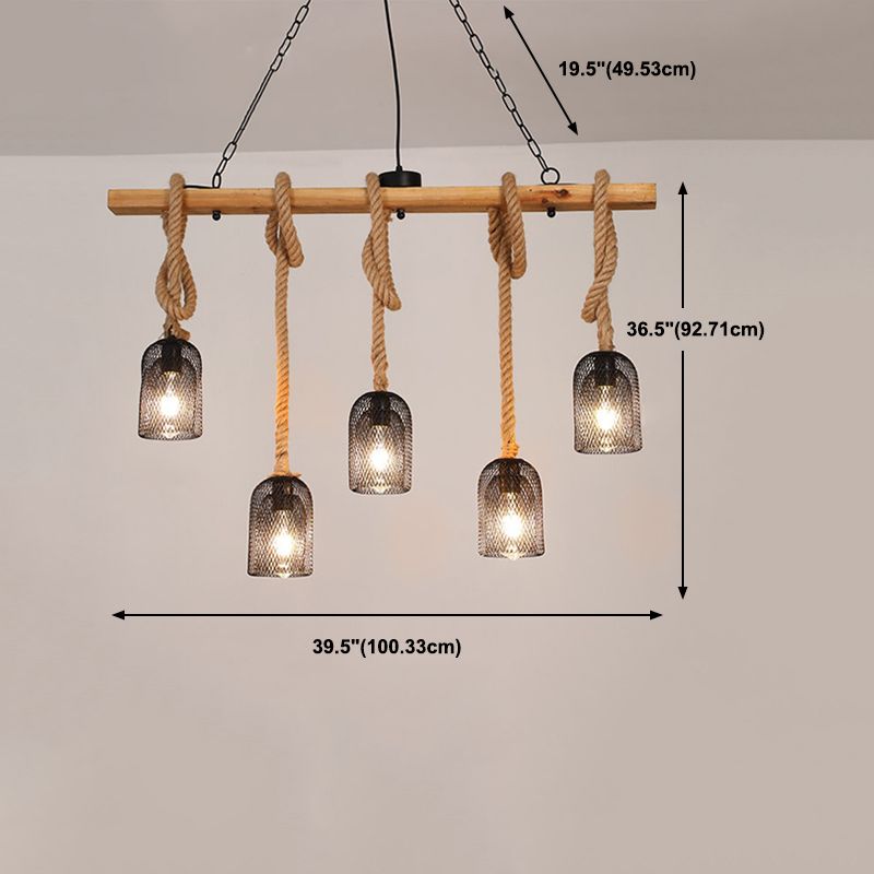 Industrial Island Light Fixtures Rope Multiple-Light Island Pendant Lights