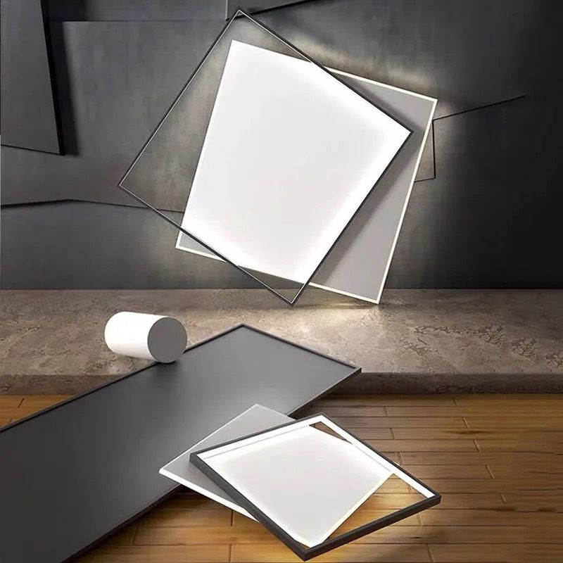 Black and White Geometric Surface Mounted LED Ceiling Light Nordic Acrylic Flush Light for Study Room