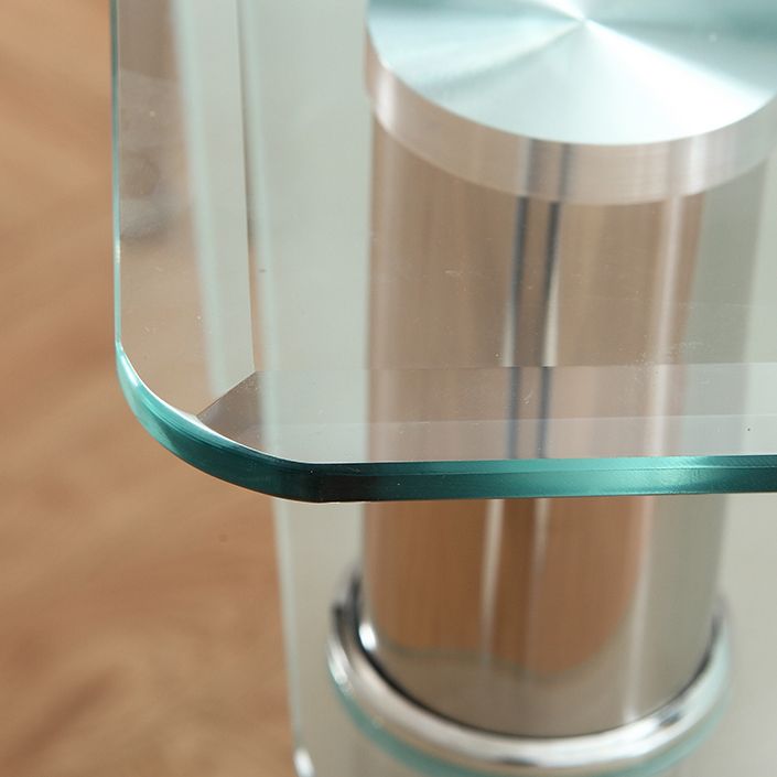 Metal Contemporary Dining Table Clear Glass Top Table for Dining Room