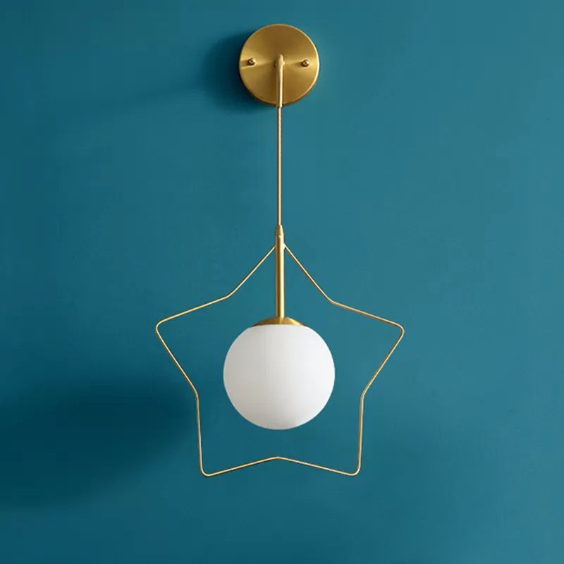 Glass Globe Shaped Wall Sconce with Star Frame Creative Modern Style 1 Light Sconces