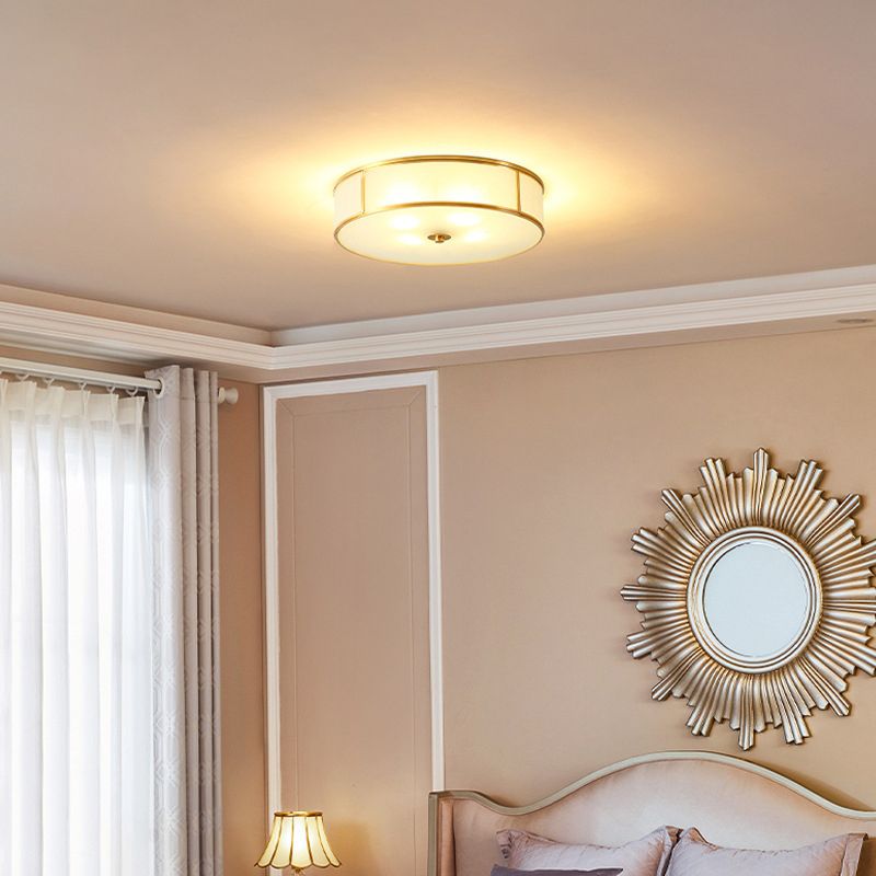 Plafoniera coloniale a soffitto in vetro con montaggio a incasso a soffitto a più luci per soggiorno