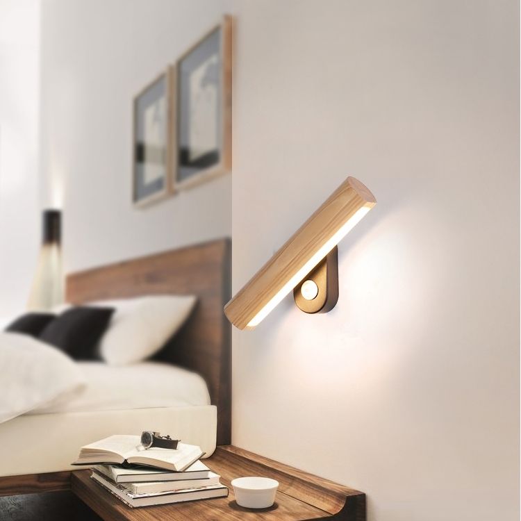 Holzzylinderwandbeleuchtung Modern Moderner Stil 1 Licht nach unten Lesen