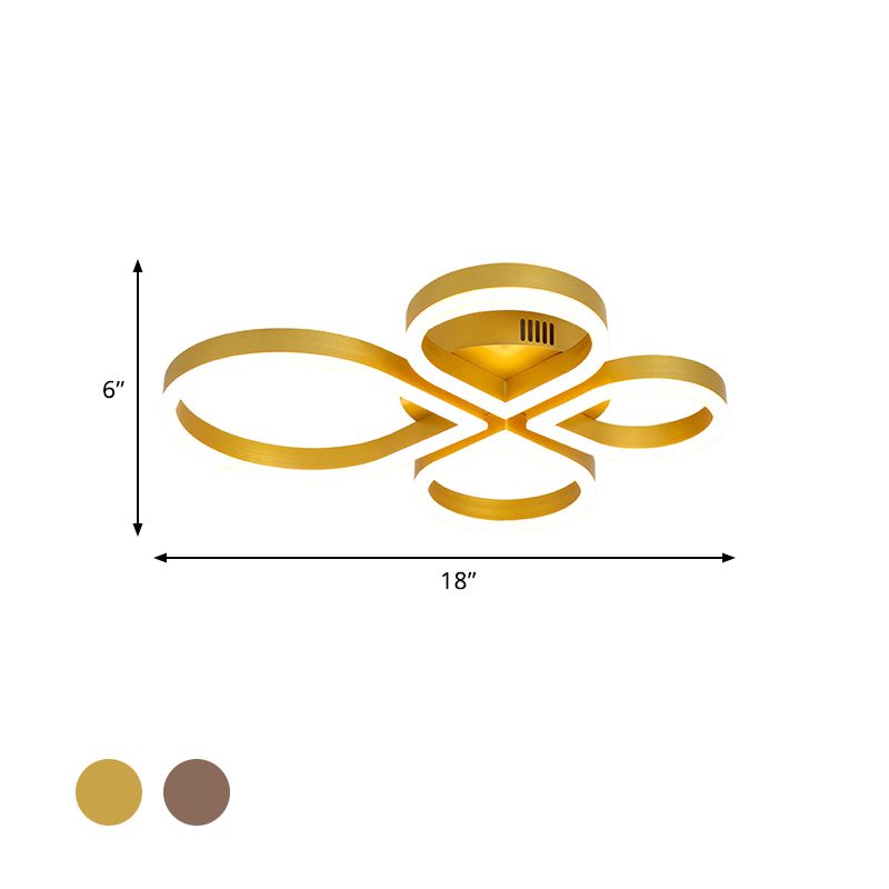 Gold / Coffee Flower Flush Mount Lighting Simple LED Acrylique Flush Ceiling Lamp Fixture in Warm / White Light, 18 "/21.5" Wide