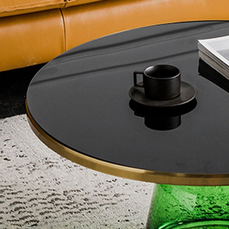 Pedestal Cone Coffee Table Modern Round Glass Top Cocktail Table