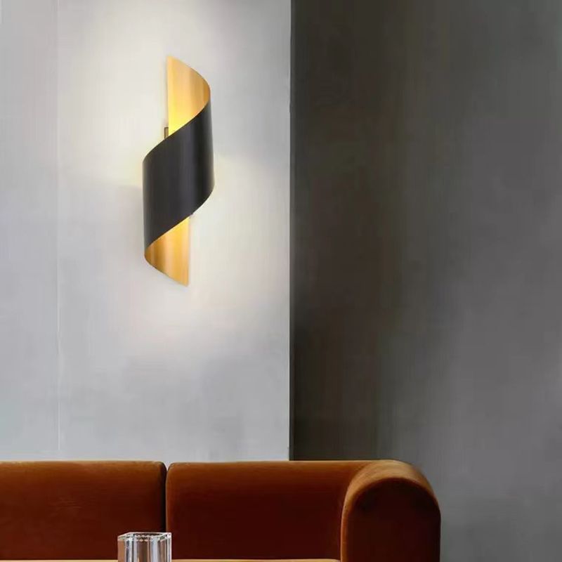 Modern Style Wrapped Shape Wall Sconce Metal 2 Light Sconces for Outdoor