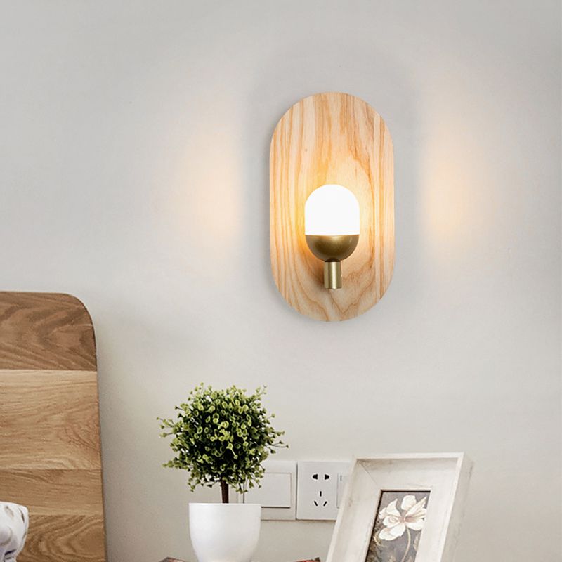 Contemporary Wood Wall Light 1 Light Flush Mount Lighting for Hallway