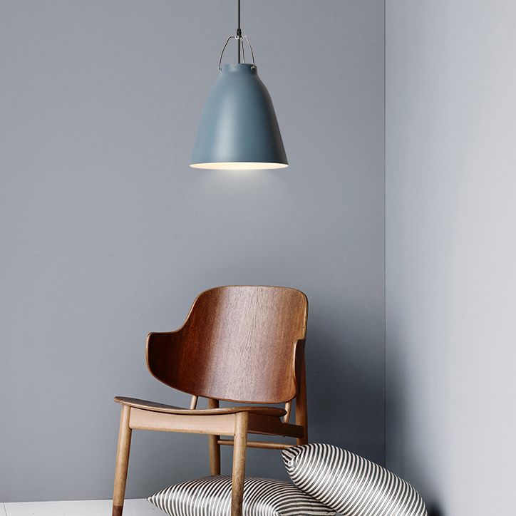 Bonbonfarbener Eimer Hanging Light 1 helles Macaron Aluminium Pedant Hell in dunkelblau/hellblau/rosa für Büroküche