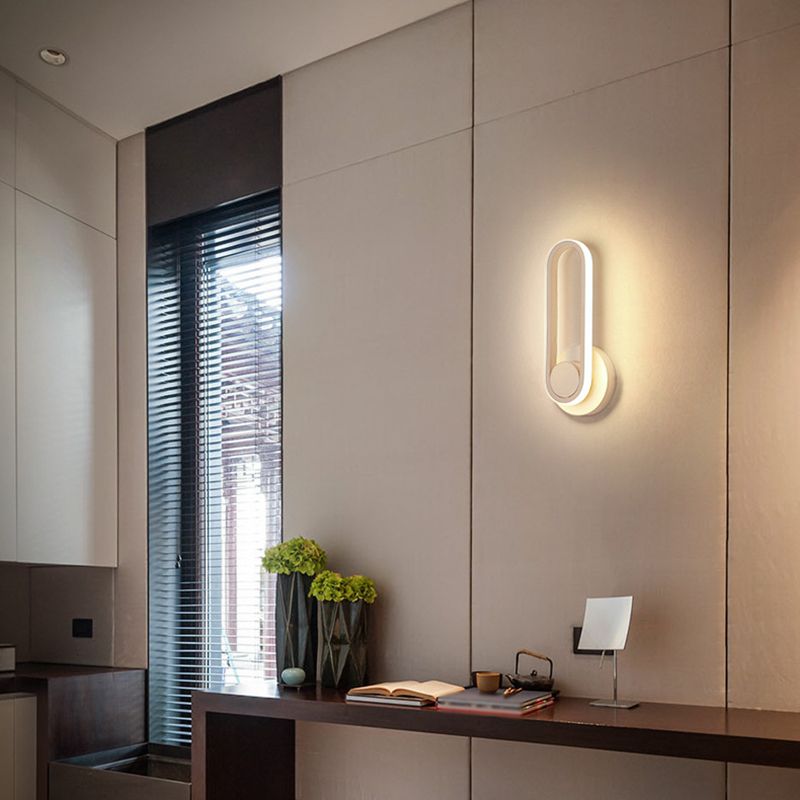Moderne Stil ovaler Wandmontaglampen Metall 1 Licht Wandleuchte Leuchten