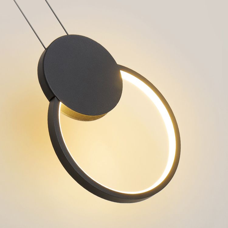 Luz de techo colgante de anillo Ligera colgante moderna Candelera de orbe de metal en acabado negro