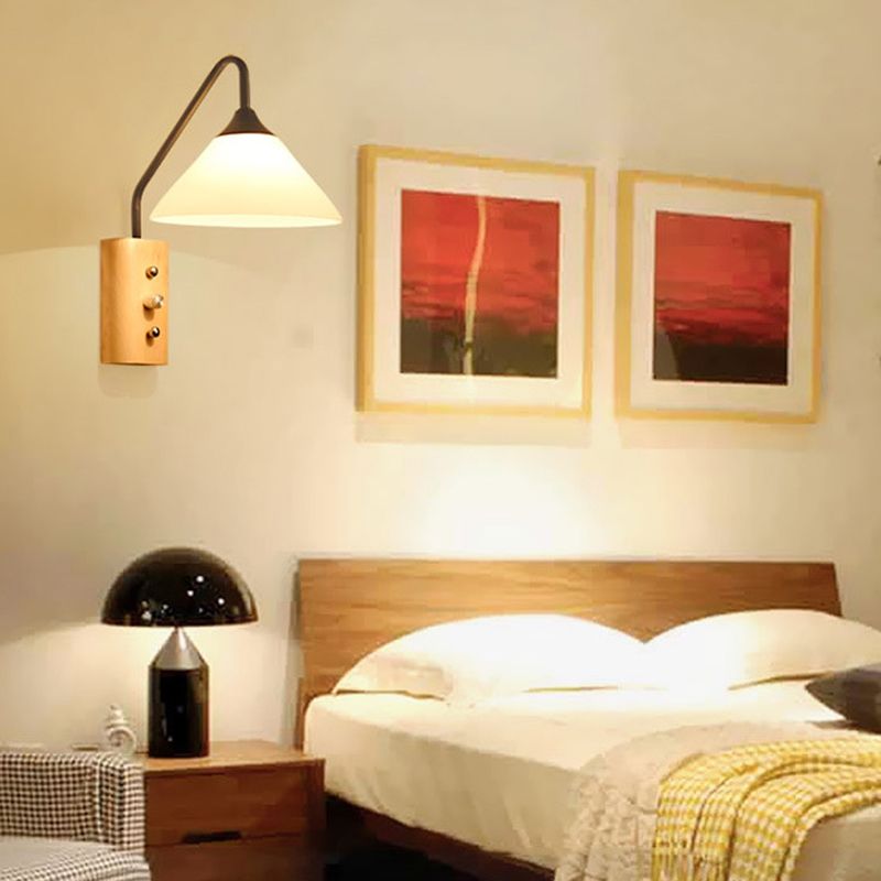 Modern Sconce Light Fixture Wood 1-Light Wall Sconces for Bedroom
