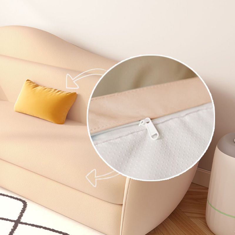 Upholstered Sleeper Sofa in Light Yellow Modernism Curved Sleeper Sofa