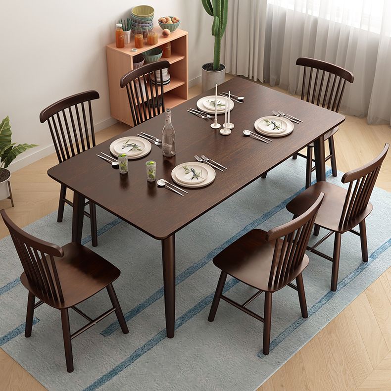 Minimalist Style Dining Table with Fixed Solid Wood Dining Table and Chairs for Home Use