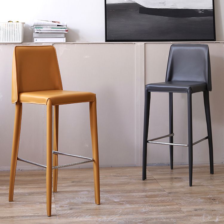 Modern Bar Stool Leather Backrest Counter Stool for Living Room
