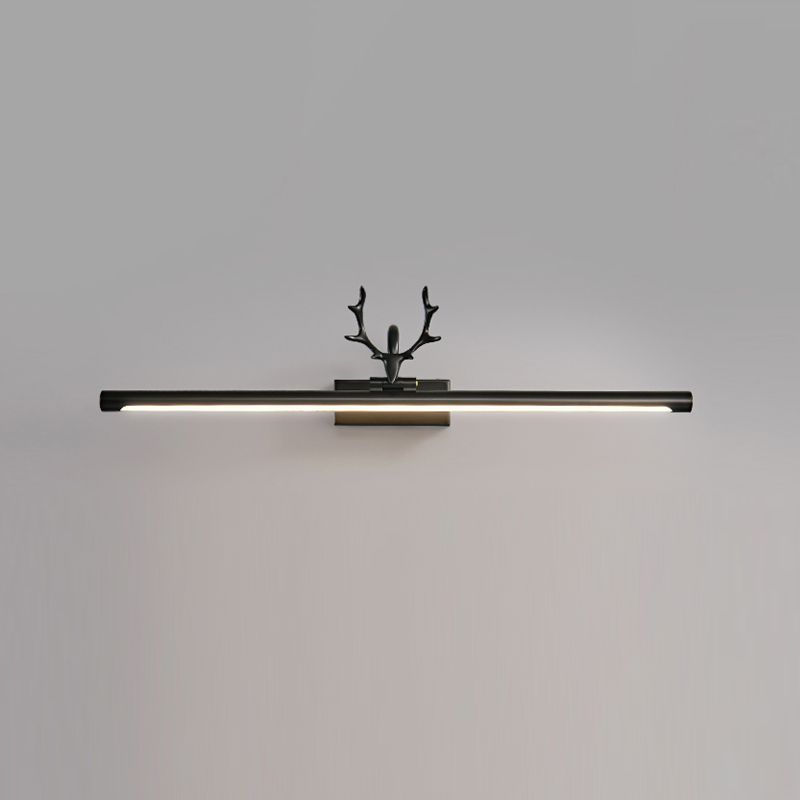 Luz de led recta lámpara de tocador de latón estilo americano con astas para el baño