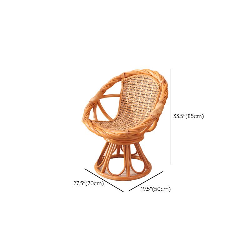 19" Wide Tropical Rattan Dining Armchair Swivel Outdoor Chair