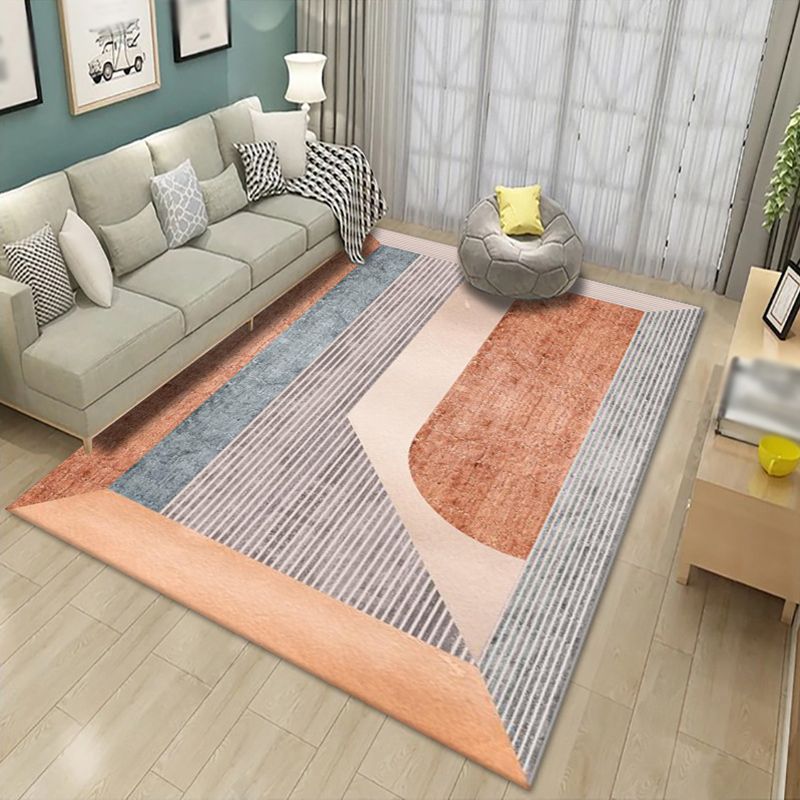 Nordic Area Carpet Contrast Panel Indoor Rug Polyester Living Room Carpet with Non-Slip Backing