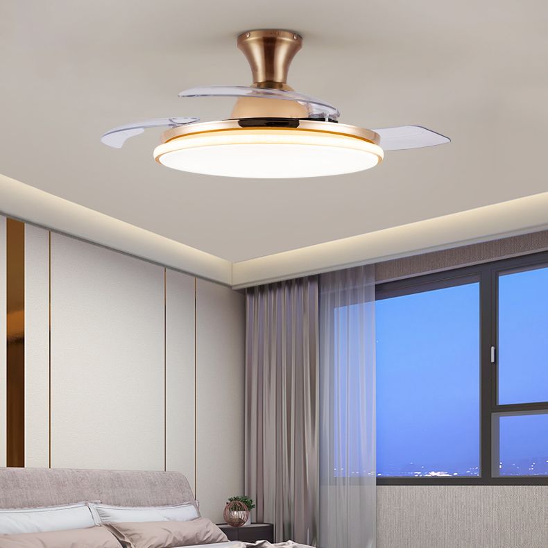 Round Shape Ceiling Fan Lights Kids Style Metal Ceiling Fan Lamps