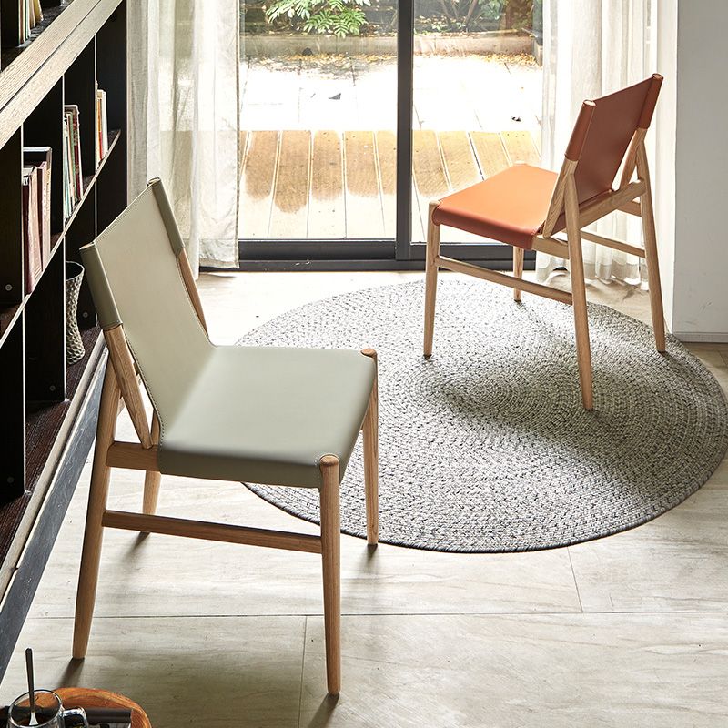 Patio Dining Side Chair Kitchen Solid Wood Legs Armless Chair