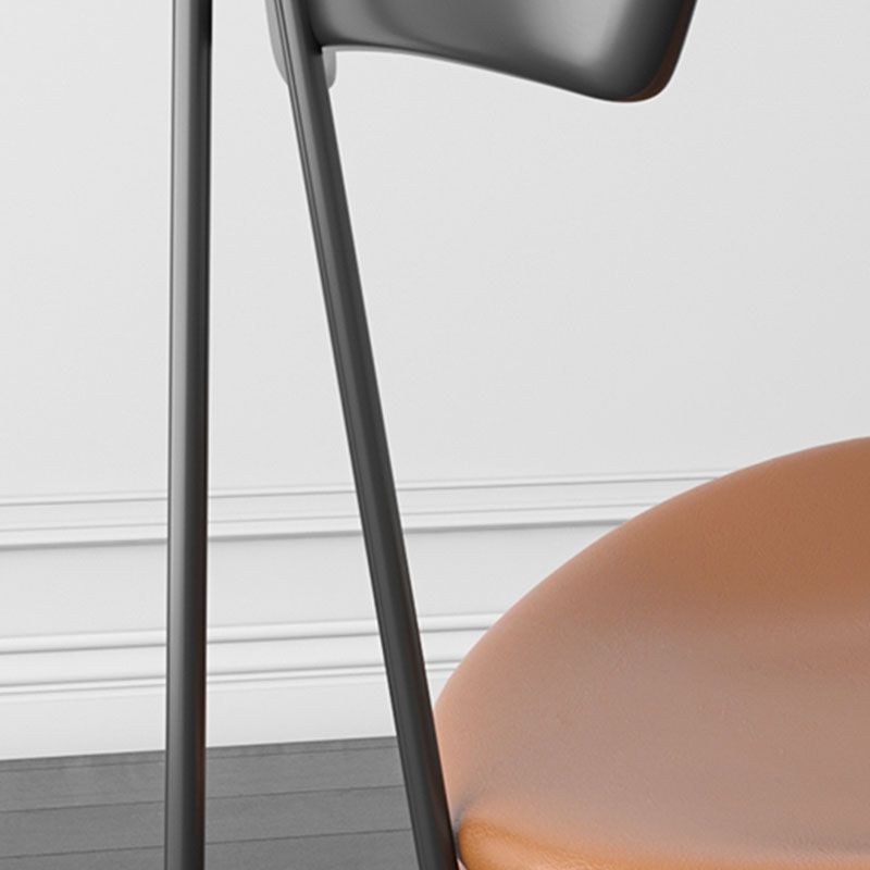 Industrial Style Armless Chair Open Back Side Leather Chair with Metal Base