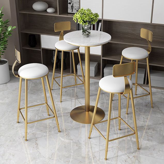 Faux Leather Dining Stools Upholstered Bar Stools with Metal Base