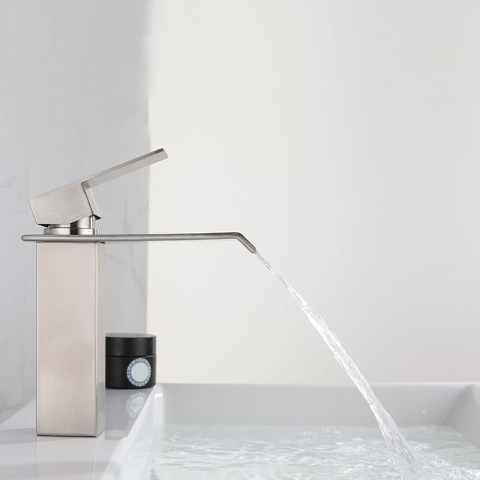 Industrial Vessel Faucet Stainless Steel Lever Handles Waterfall Spout Bathroom Faucet
