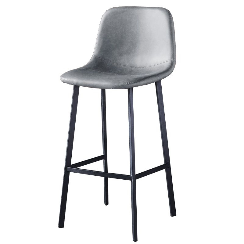 Contemporary Metal Barstool Low Back Turantable Faux Leather Cushion Footrest Stool