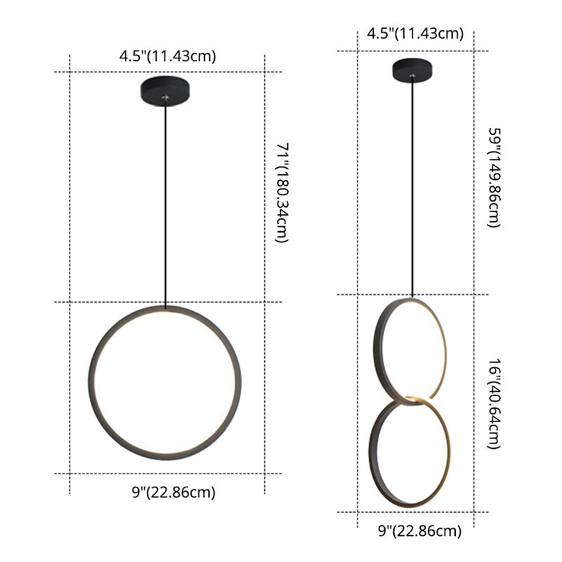 Kreisförmiger Acryl -LED -Anhänger Licht im modernen prägnanten Stil schmiedeeisern hängendes Licht für Esszimmer
