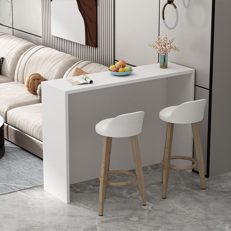 Modern Living Room Rectangle Wooden Top Pedestal Bar Dining Table