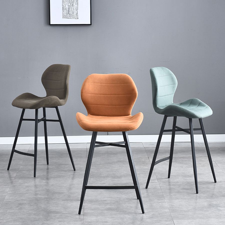 Industrial Style Bar Stool Leather Counter Bar Stool with Metal Legs for Home