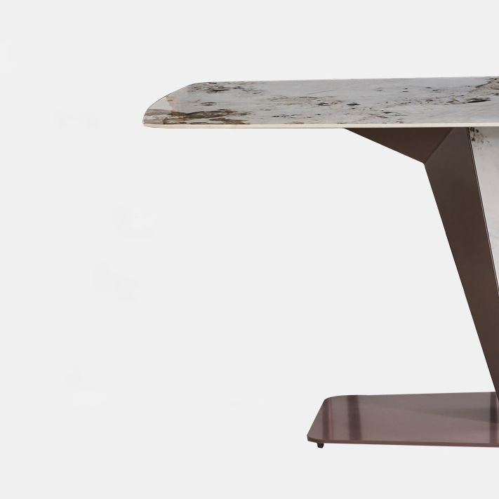 Glossy White Dining Table Set 1/4/5 Pieces Metal Base Table with Leather Chairs