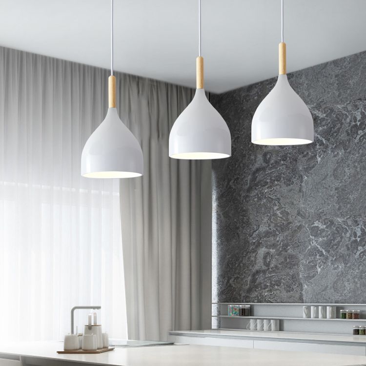 Macaron Water Drop Shaped Pendant Metallic 1-Light Dinner Suspended Lighting Fixture