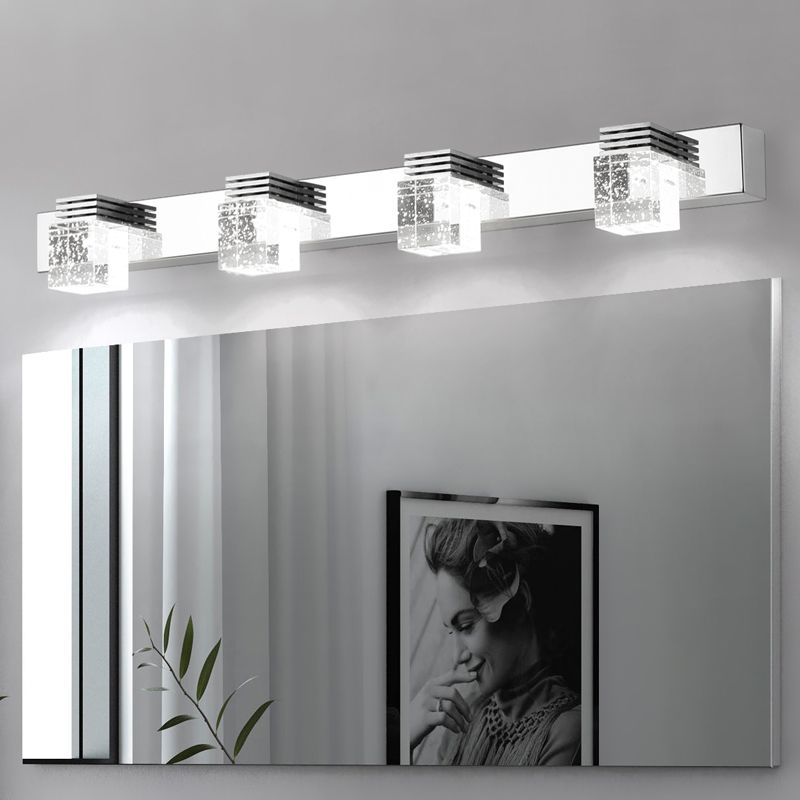 Modern Minimalist Style Cubic Vanity Wall Light Fixtures Crystal Vanity Mirror Lights for Bathroom