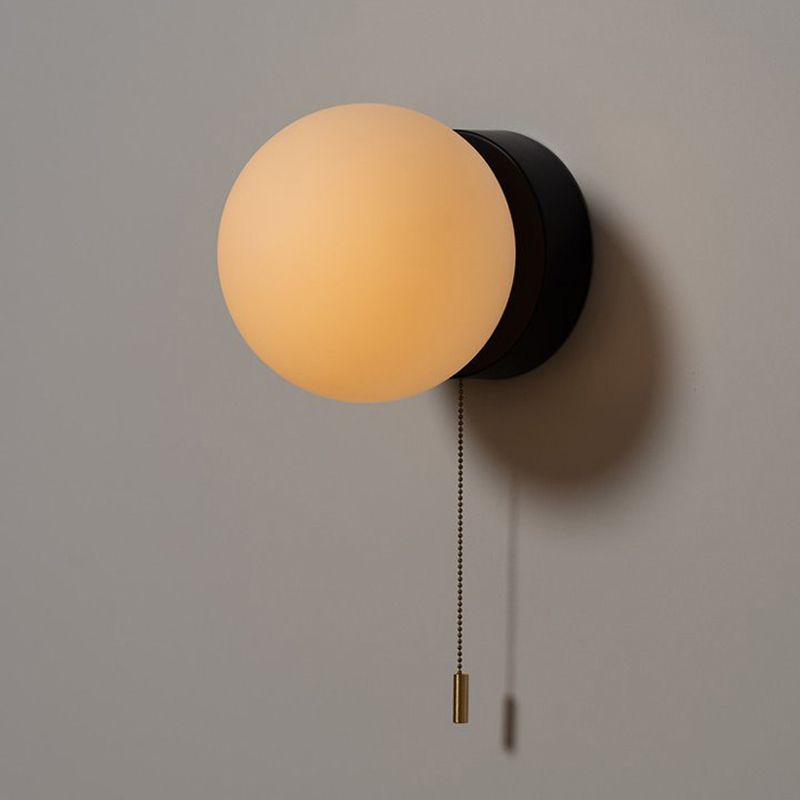 Global Shape Wall Light Modern Style Glass 1 Light Wall Lamp in White