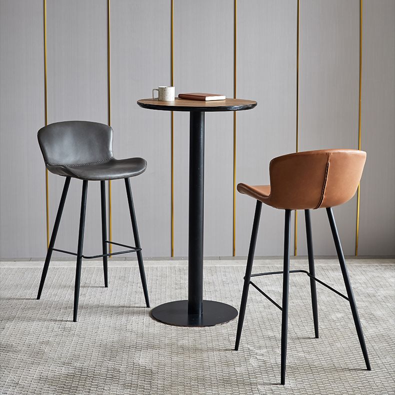 Scandinavian Home Leather Stool Footrest Matte Finish Barstool