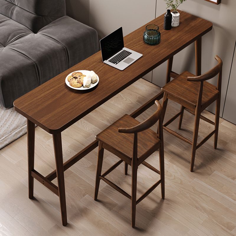 Contemporary Style Rectangle Solid Wood Bar Stool Table for Living Room