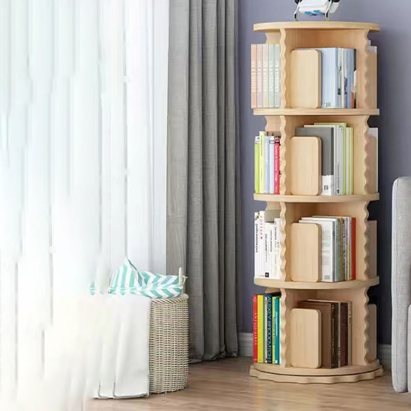Wooden Rotatable Geometric Bookshelf Modern Home Closed Back Bookcase