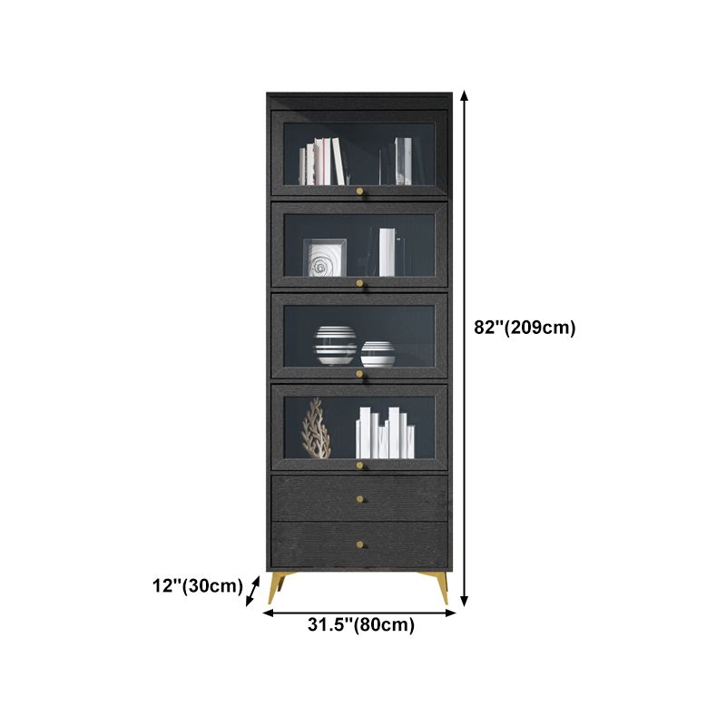 Modern Style Bookcase Standard Closed Back Wooden Bookshelf with Doors
