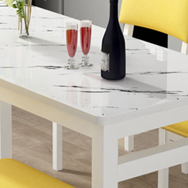 Modern Rectangular Dining Table Wooden Tabletop for Living Room