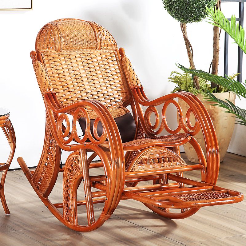 Wicker Traditional Rocking Accent Chair Spindle Rocking Chair for Living Room