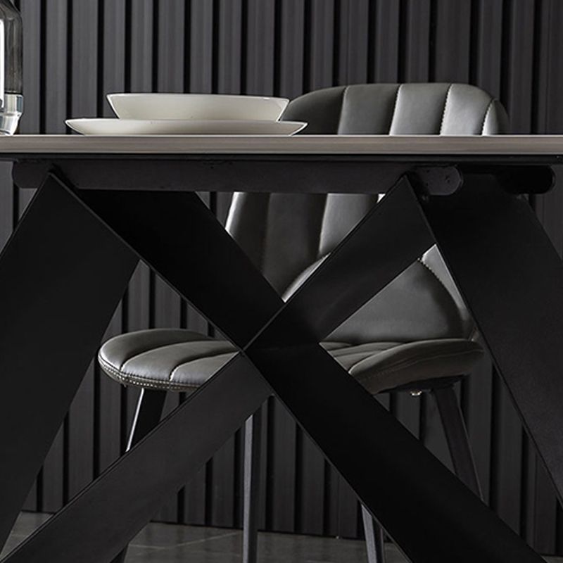 Modern Rectangle Table Stone Dining Room Table with Metal Base