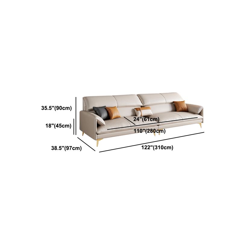 Standard Genuine Leather Contemporary Pillow Top Arm Stain Resistant Sofa Couch