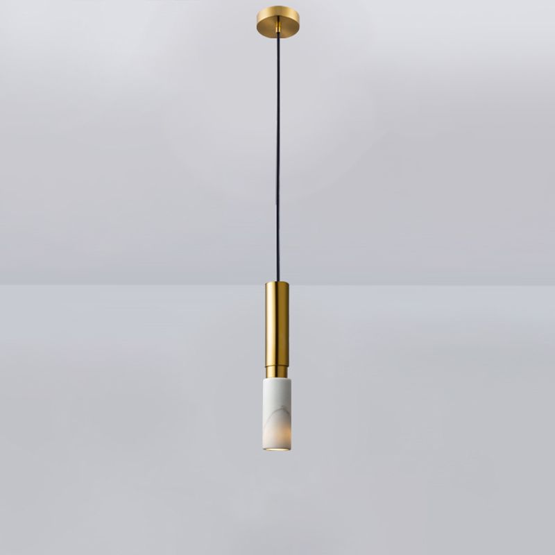 Marble Cylindrical Shade Suspension Light Simplicity Single Pendant Light Fixture