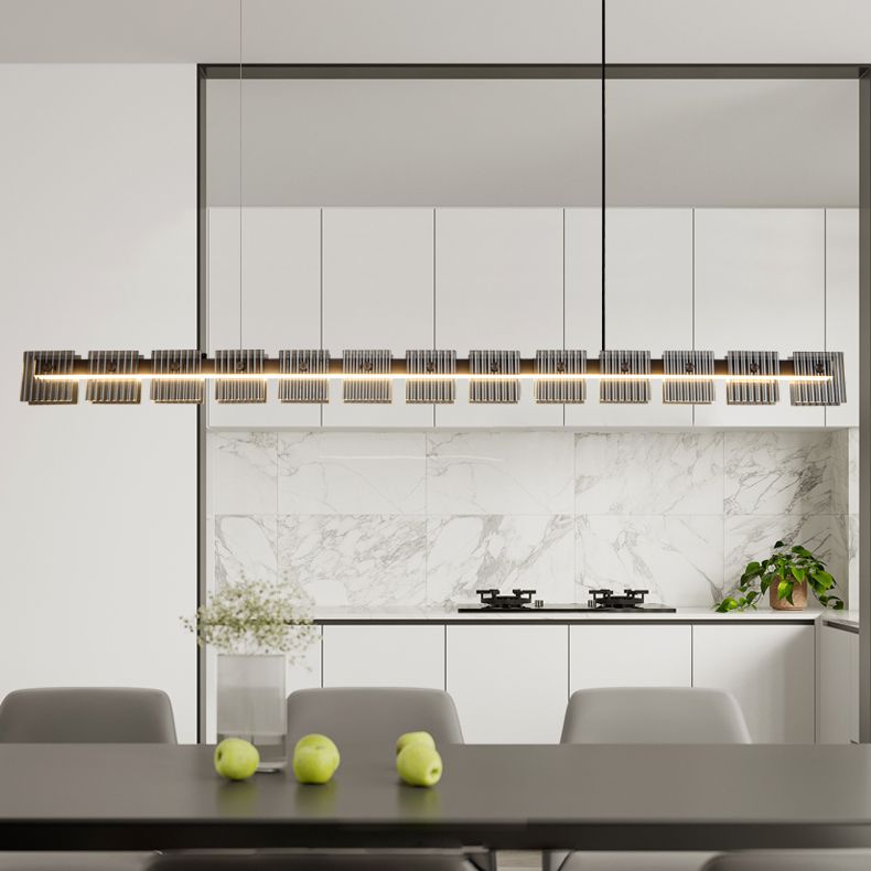 Modern LED Hanging Light Black Island Light Fixture for Dining Room