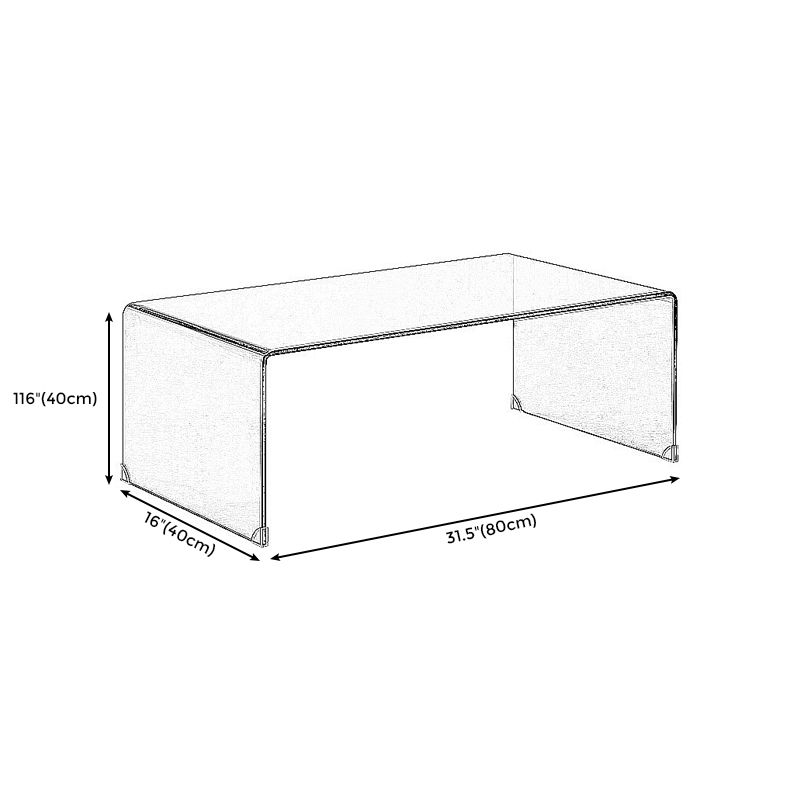 Glass Sled Coffee Table Geometric 1 Single Cocktail Table in Brown