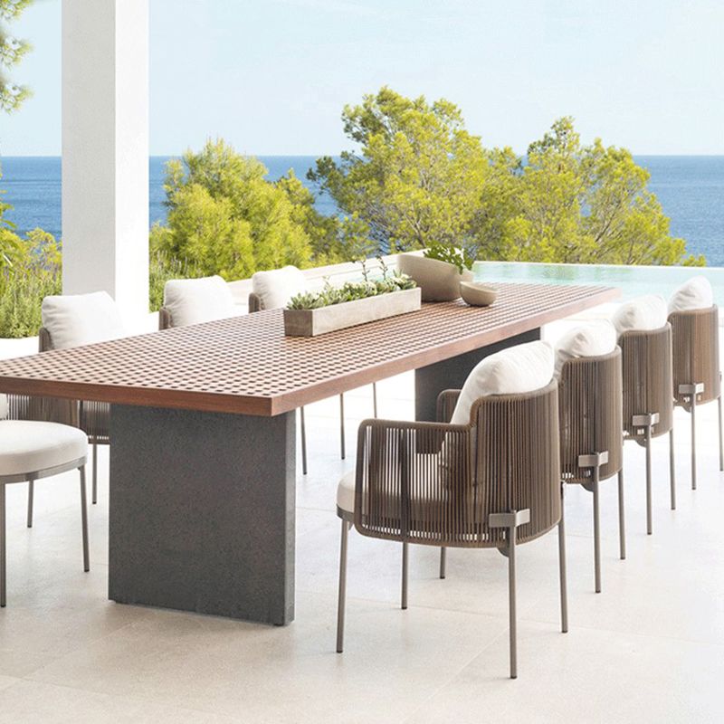Modern Patio Dining Table Set 1/6/9 Pcs Wood Patio Dining Table and Chairs