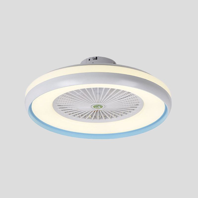 Chambre circulaire semi-flush éclairage enfants acrylique rose / bleu finition 5 lames à la lampe à fans pendentif LED, 23,5 "W