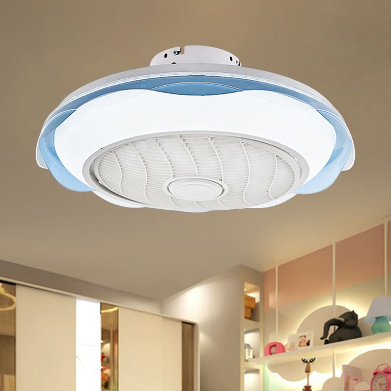 Weiß/Rosa/Blue Circle Deckenlüfter Leuchte Modernismus LED Metal Semi Flush Lampe, 20,5 "W.