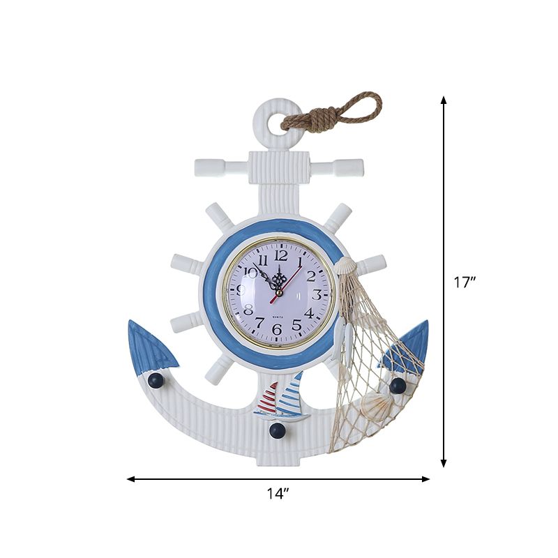 Bambini Anchor Sconce Light Funce Wood LED LED Camera da letto Accensione montata in blu, luce calda/bianca