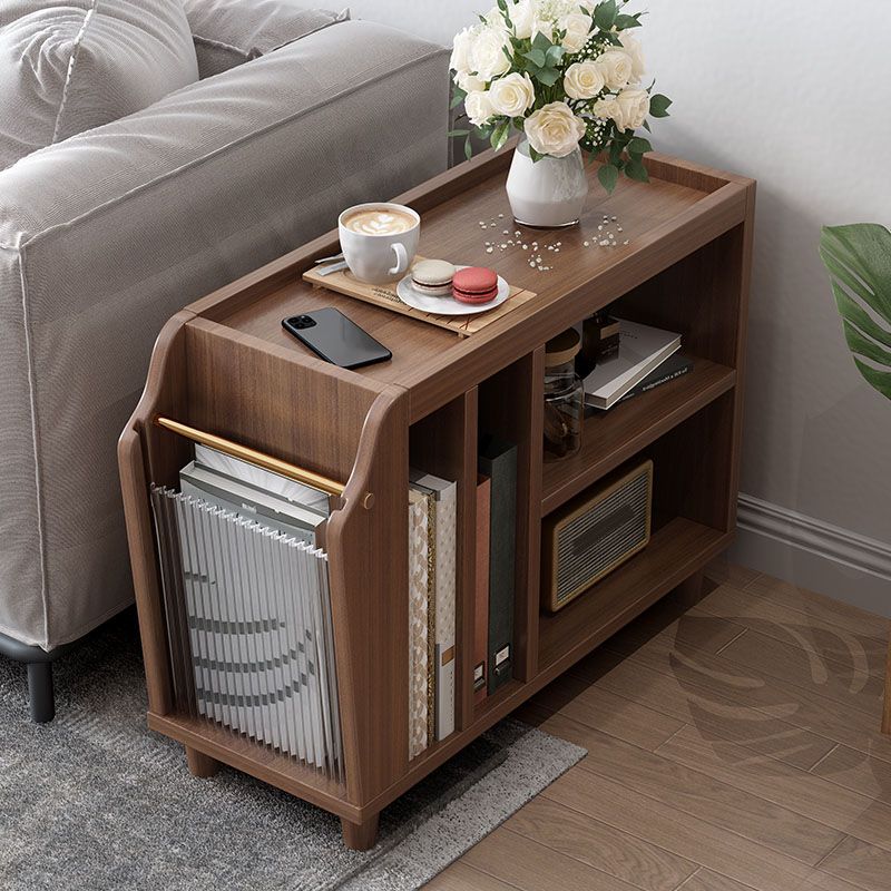 20.5" Tall Rectangle Tray Top Side Table Wooden 4 Legs End Table with Storage