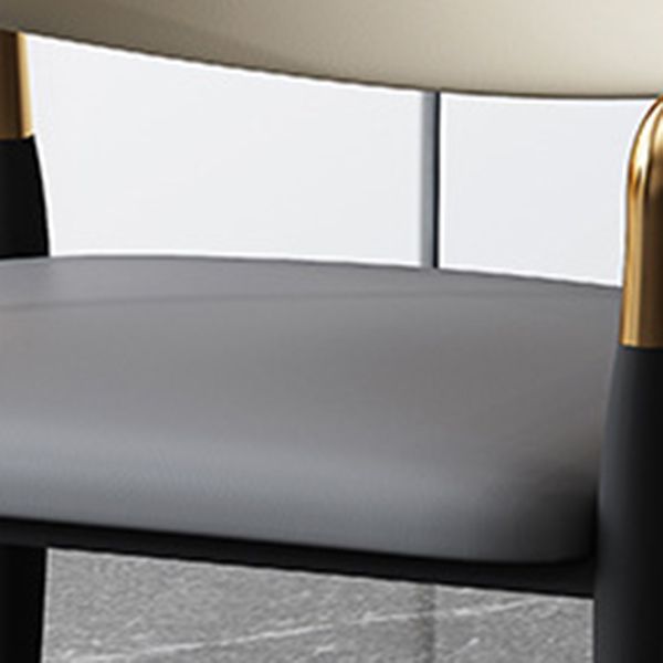 Chaise de salle à manger simple rembourrée en métal, fauteuil scandinave à dossier ouvert